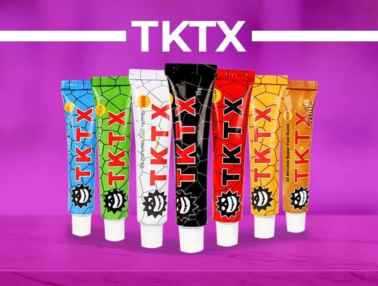 Complete TKTX Numbing Cream Guide for Tattoos 2026 1 colores azul blanca negra roja naranja amarilla gold tatttoo tato tatto tatoo 40% 45% depilación perforación microblading piercing para que sirve como usar